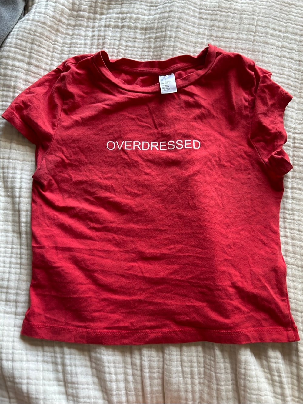 H&M Red 'OVERDRESSED' Graphic Tee